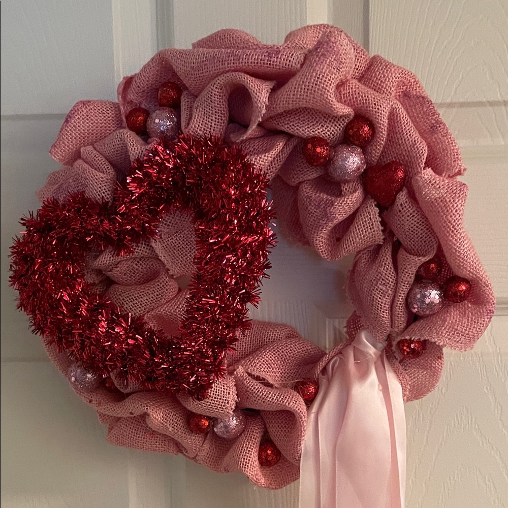 13" Pink and Red Heart Wreath